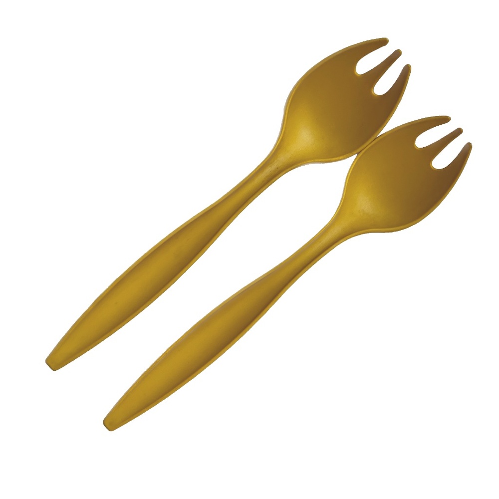 2 Vintage Tupperware Salad Forks 12" Harvest Gold